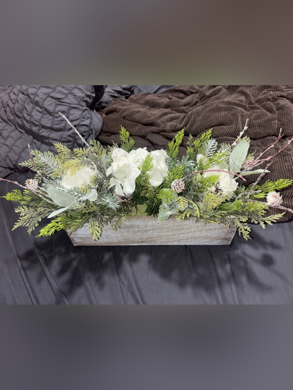 White flowers and Greenery Faux Floral Centerpiece